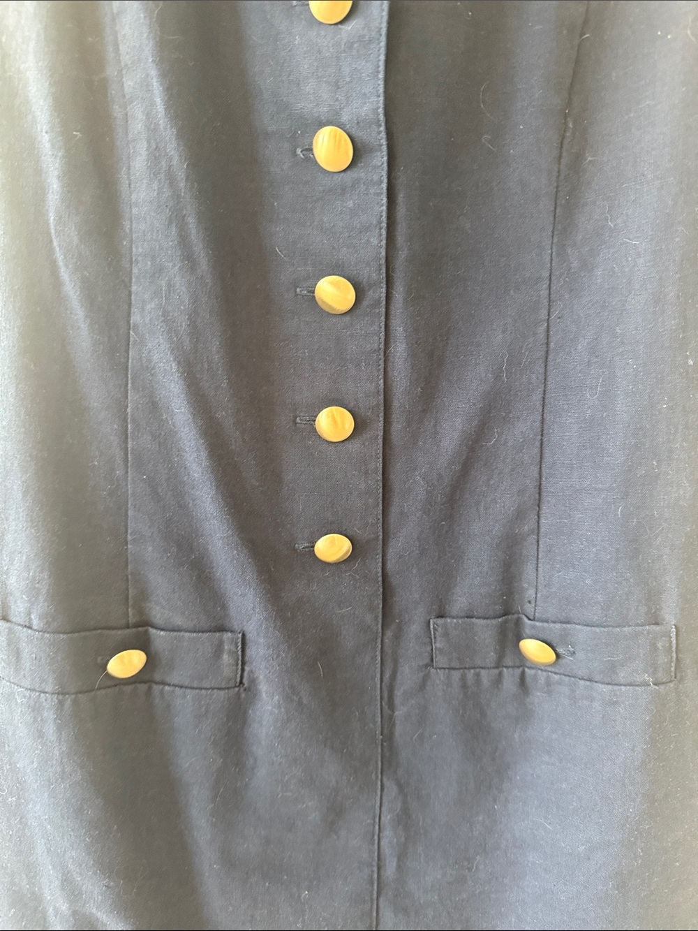 J. Crew Navy Sleeveless Button-Front Mini Dress with Gold Buttons - Picture 3 of 4